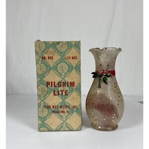 Vintage PILGRIM LITE‎ Penn Wax Works Glitter Sparkle Vase Candle Christmas